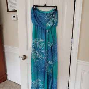 Bisou Bisou Strapless Blue Maxi Dress Size 4